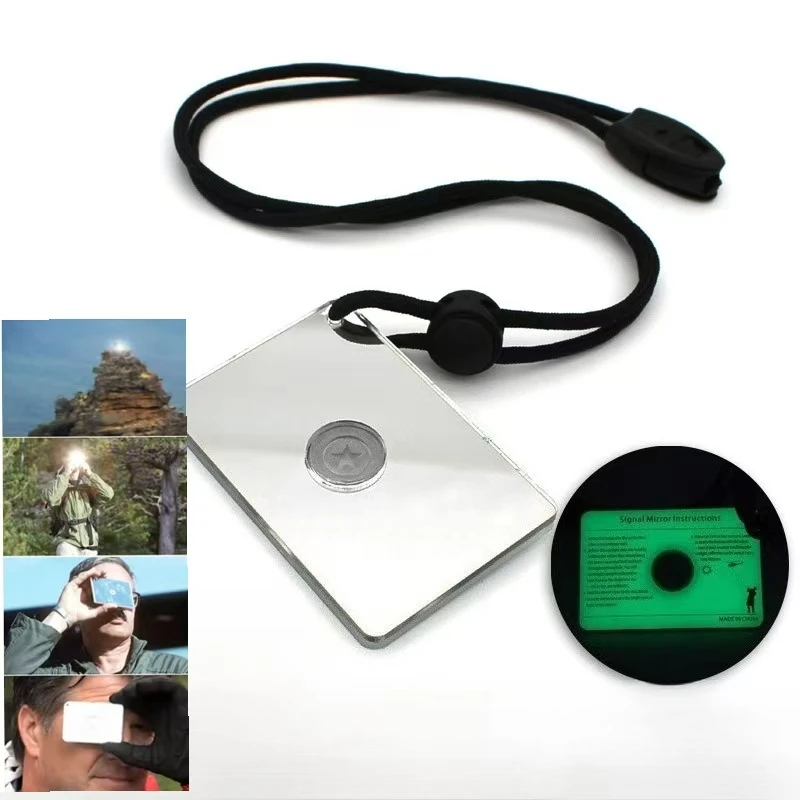 Signal Mirror Rescue - Espelho de Emergência Retangular Multifuncional com