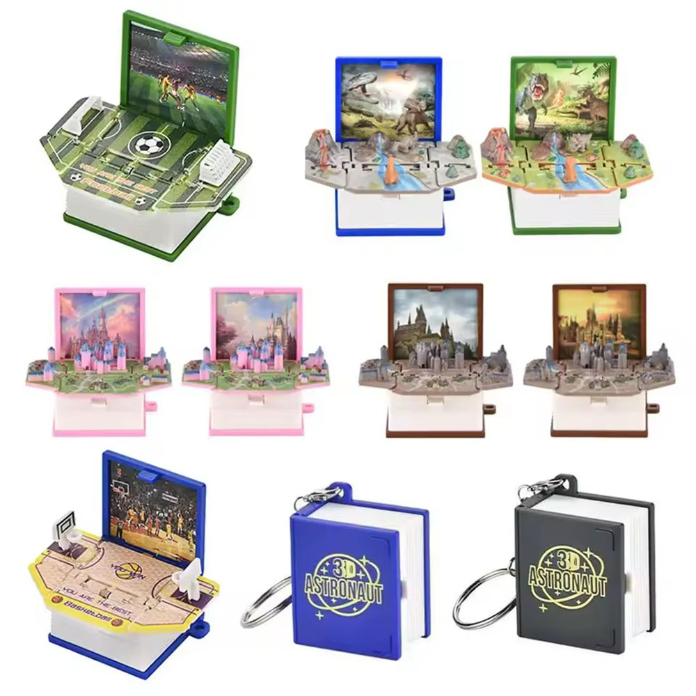 Outdoor Adventure Books - Chaveiro Livro Dobrável 3D Dinossauros, Chaveiro